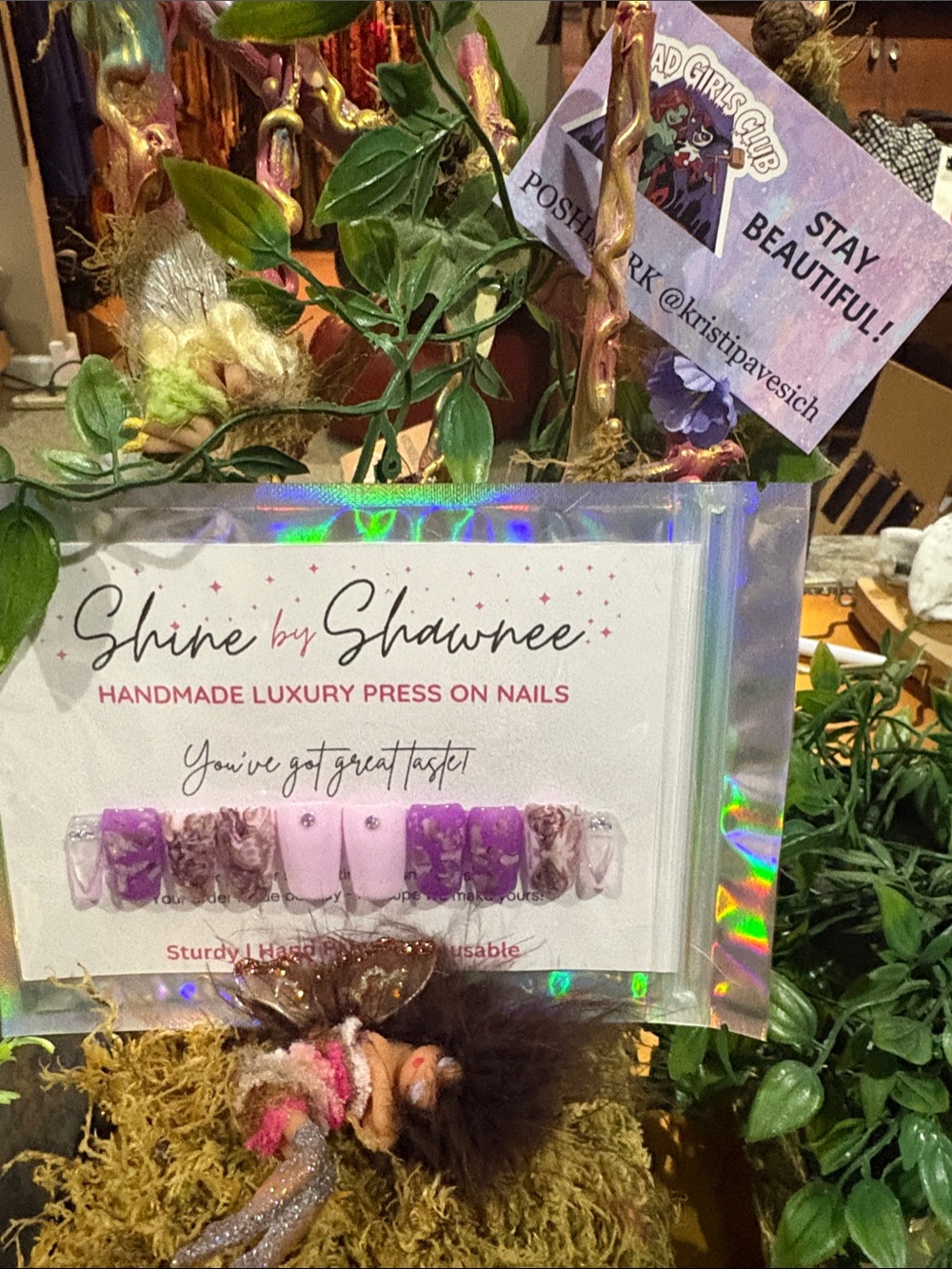 Lavender Marble Press-On Nail Set REUSABLE NEW IN PACKAGE 5/$35